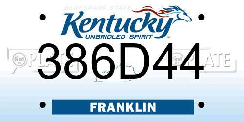386D44 Kentucky License Plate
