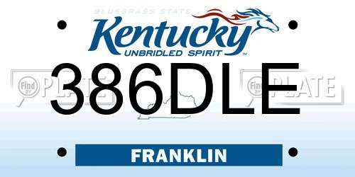 386DLE Kentucky License Plate