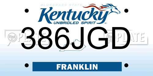 386JGD Kentucky License Plate