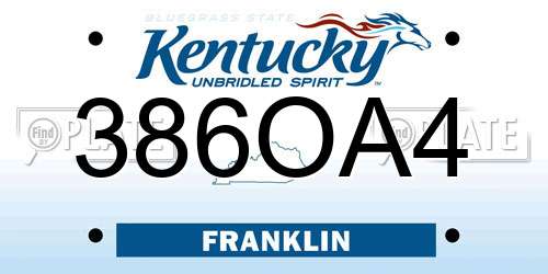 386OA4 Kentucky License Plate