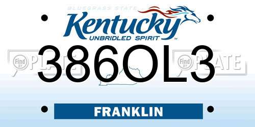 386OL3 Kentucky License Plate