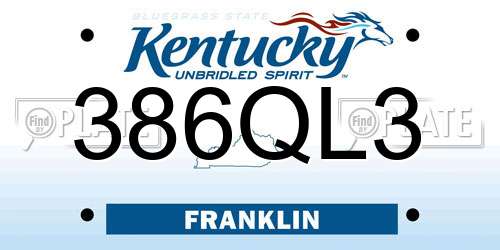 386QL3 Kentucky License Plate
