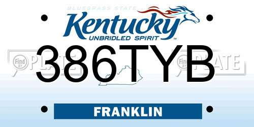 386TYB Kentucky License Plate