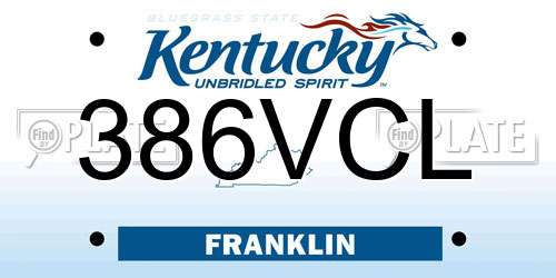 386VCL Kentucky License Plate