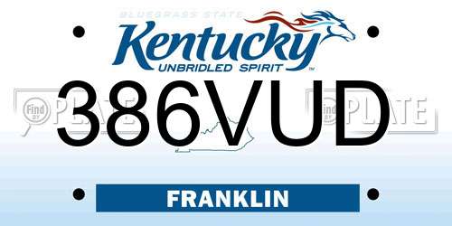386VUD Kentucky License Plate
