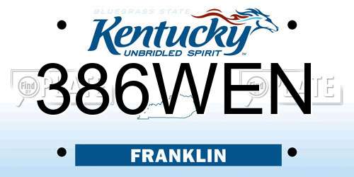 386WEN Kentucky License Plate