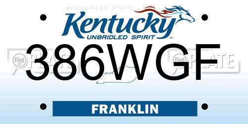 386WGF Kentucky License Plate