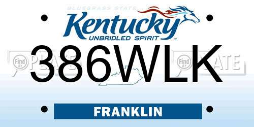 386WLK Kentucky License Plate