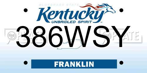 386WSY Kentucky License Plate