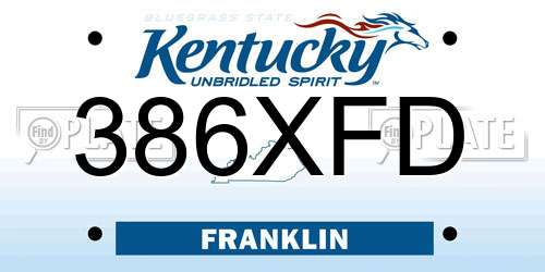 386XFD Kentucky License Plate