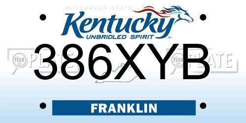 386XYB Kentucky License Plate