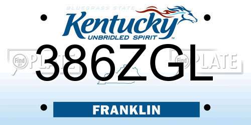 386ZGL Kentucky License Plate