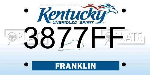 3877FF Kentucky License Plate