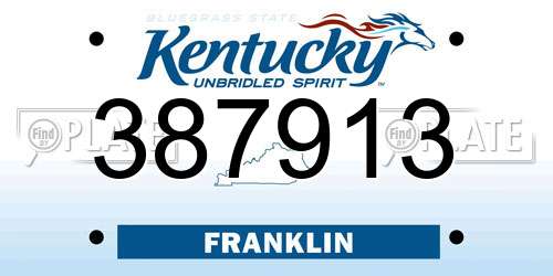 387913 Kentucky License Plate