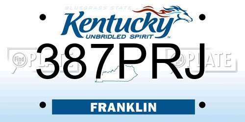 387PRJ Kentucky License Plate