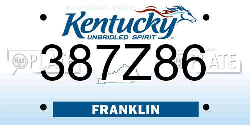 387Z86 Kentucky License Plate