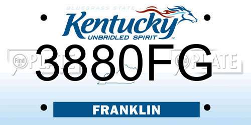 3880FG Kentucky License Plate