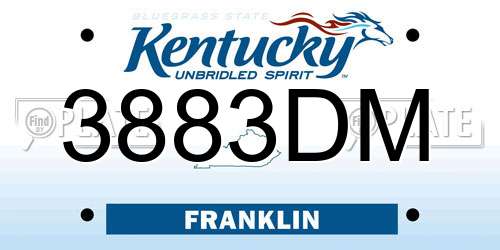 3883DM Kentucky License Plate