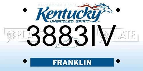 3883IV Kentucky License Plate
