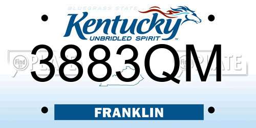 3883QM Kentucky License Plate