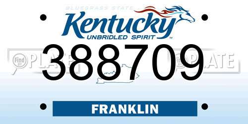 388709 Kentucky License Plate
