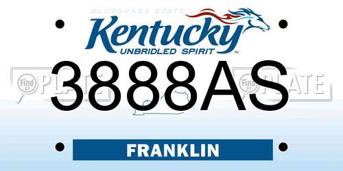 3888AS Kentucky License Plate