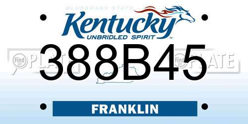 388B45 Kentucky License Plate