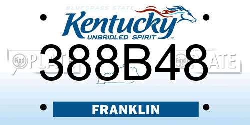 388B48 Kentucky License Plate