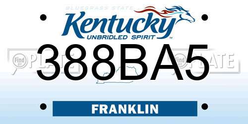388BA5 Kentucky License Plate