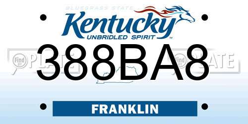388BA8 Kentucky License Plate