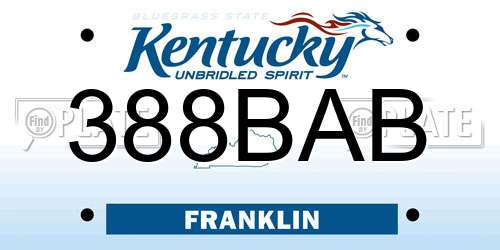 388BAB Kentucky License Plate