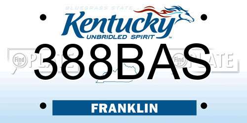 388BAS Kentucky License Plate