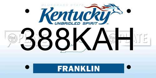 388KAH Kentucky License Plate