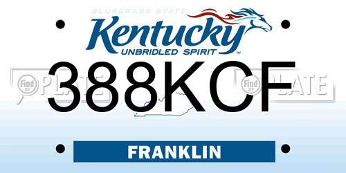 388KCF Kentucky License Plate