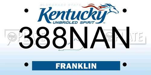 388NAN Kentucky License Plate