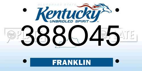 388O45 Kentucky License Plate