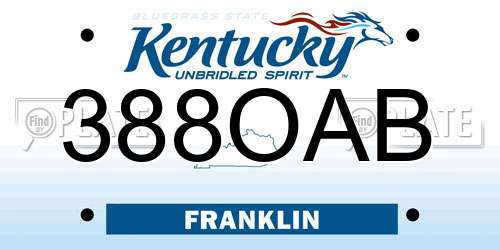 388OAB Kentucky License Plate