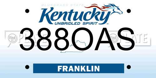 388OAS Kentucky License Plate