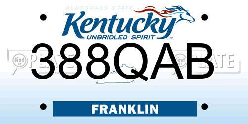 388QAB Kentucky License Plate