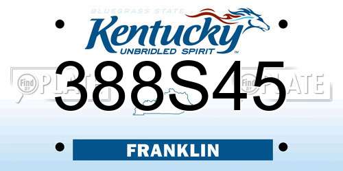 388S45 Kentucky License Plate