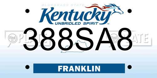 388SA8 Kentucky License Plate