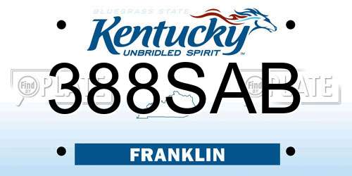 388SAB Kentucky License Plate