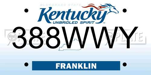 388WWY Kentucky License Plate