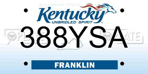 388YSA Kentucky License Plate