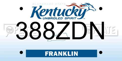 388ZDN Kentucky License Plate
