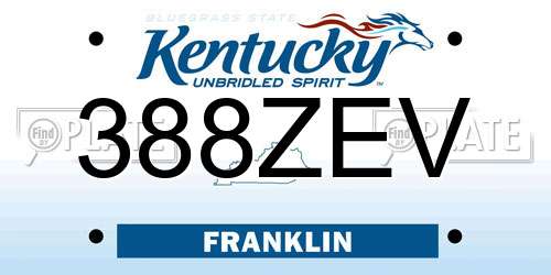 388ZEV Kentucky License Plate