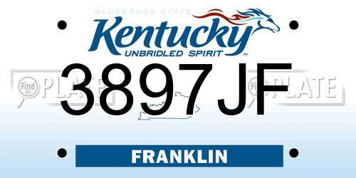 3897JF Kentucky License Plate