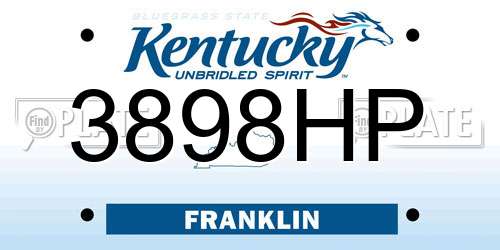 3898HP Kentucky License Plate