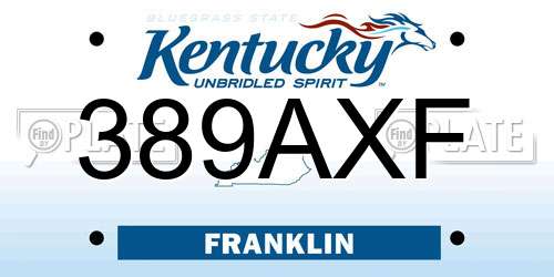 389AXF Kentucky License Plate