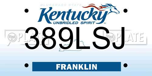 389LSJ Kentucky License Plate